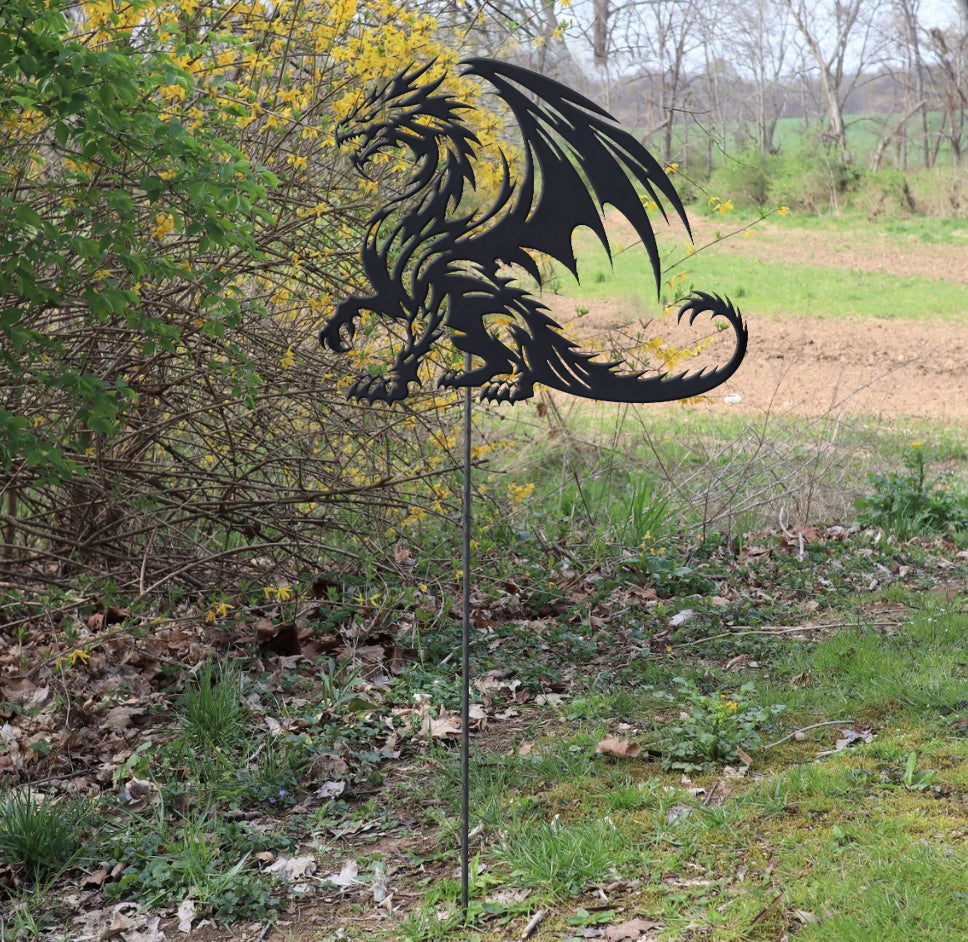 Metal Dragon Garden Stake