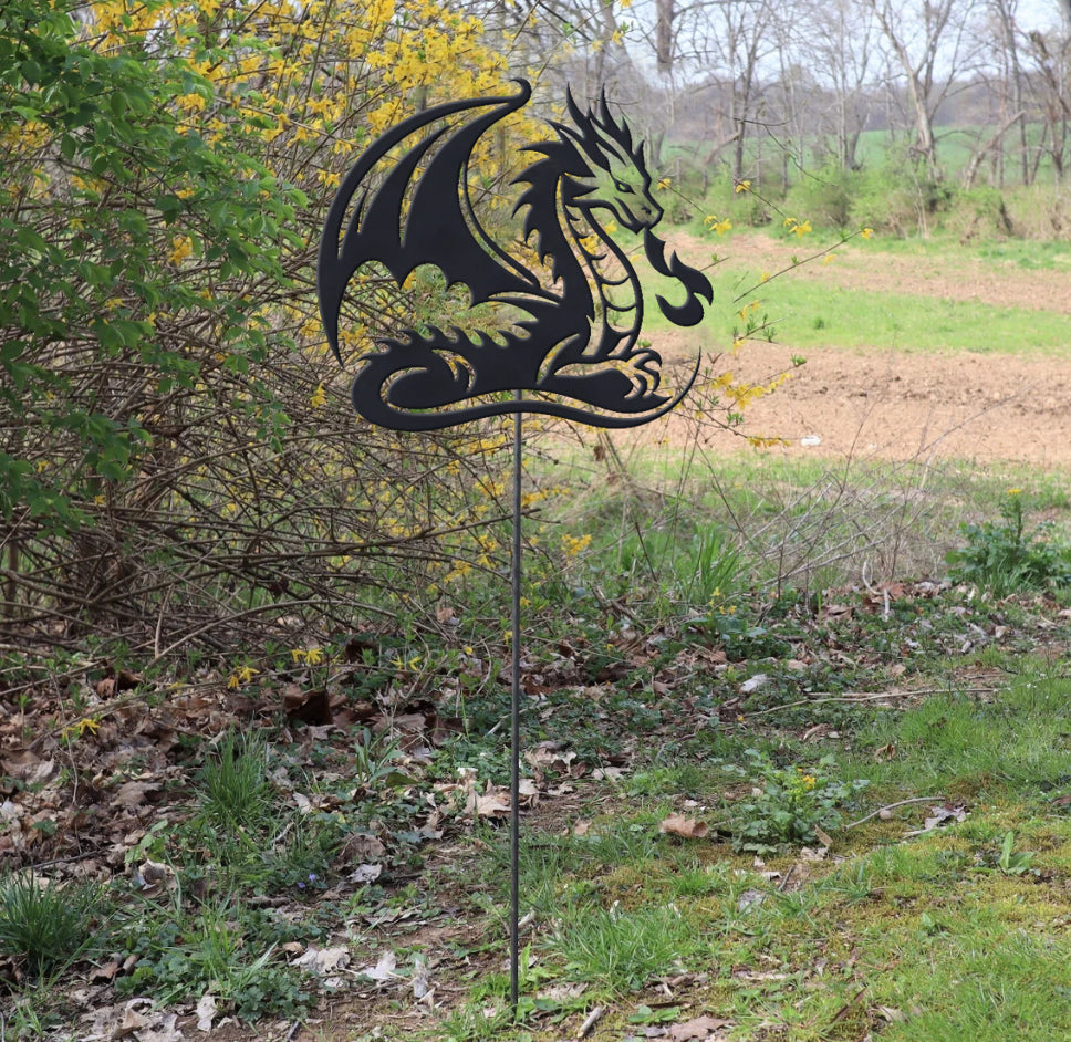 Metal Dragon Garden Stake