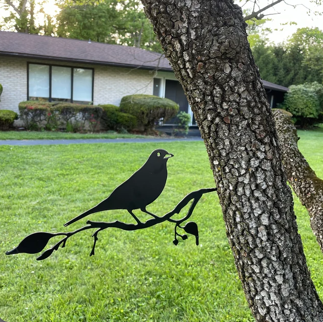 Black Bird on a branch metal tree