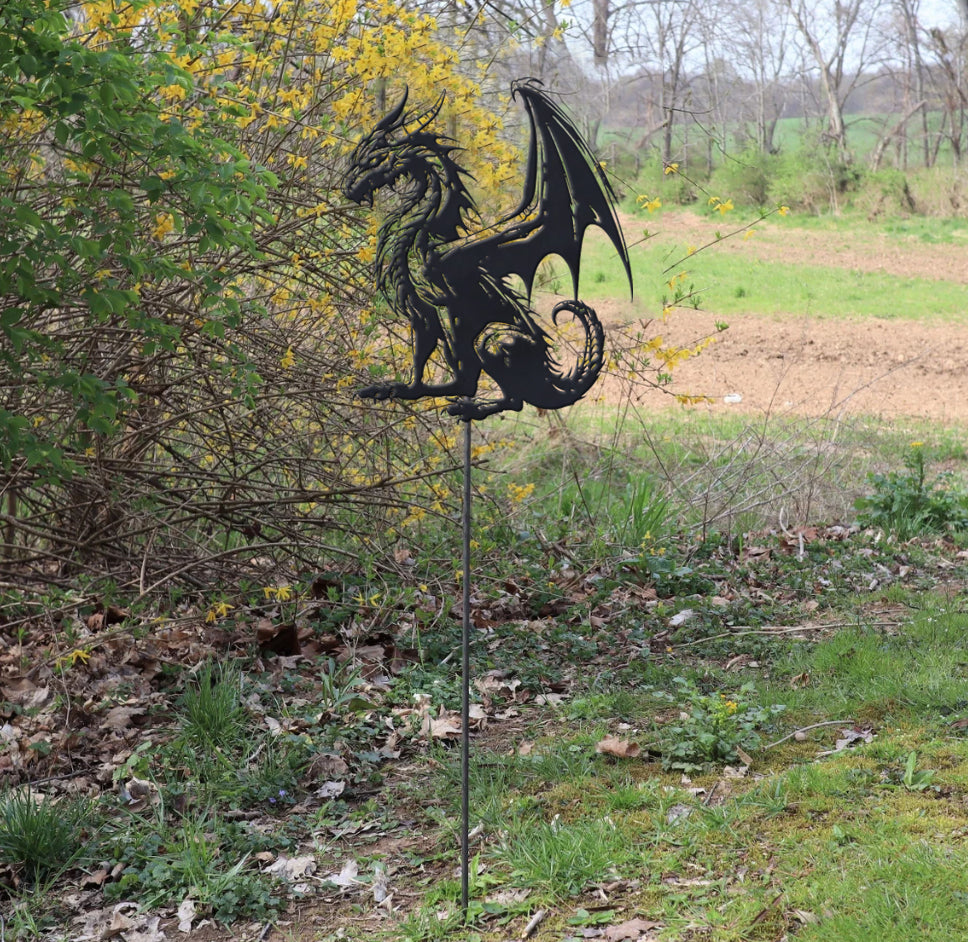 Metal Dragon Garden Stake