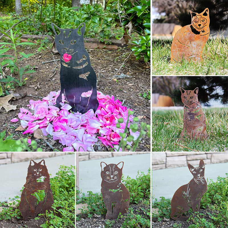 Cat Silhouette | Rust Art | Pet Memorial | Spring Garden Gift | My Metal Rescue