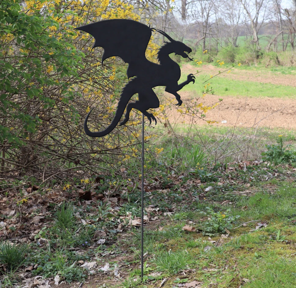 Metal Dragon Garden Stake