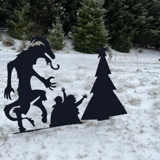 Krampus metal garden stakes