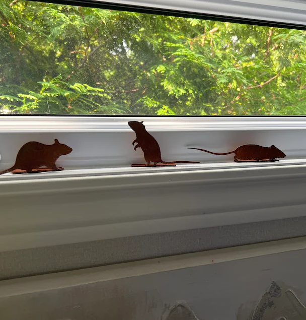 Set of 3 Rusty Metal Mice