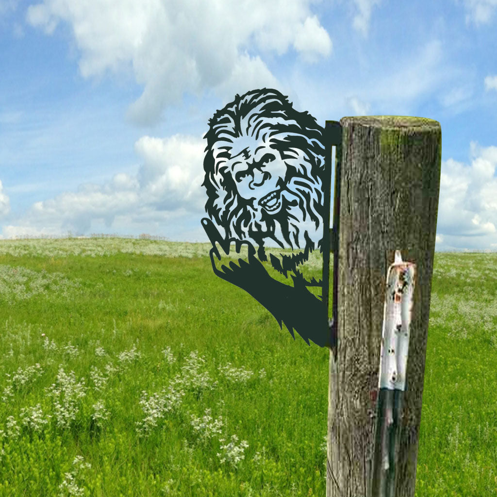 Animal metal art showing middle finger