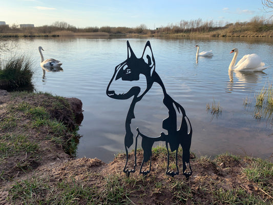 English Bull Terrier Metal Dog Garden Art