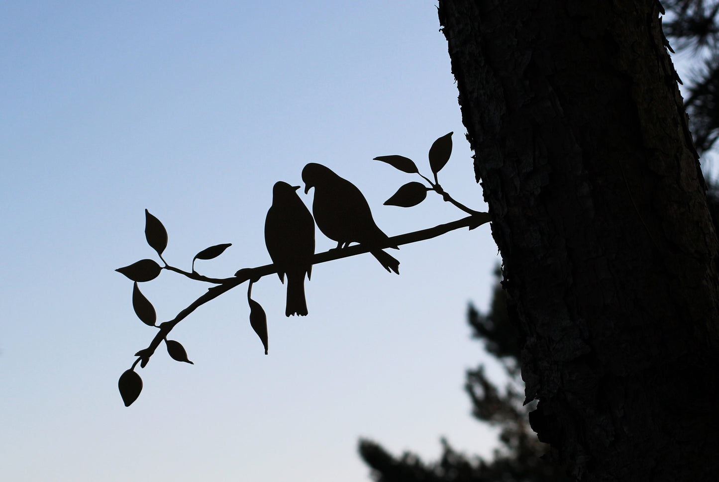 Love birds metal tree art